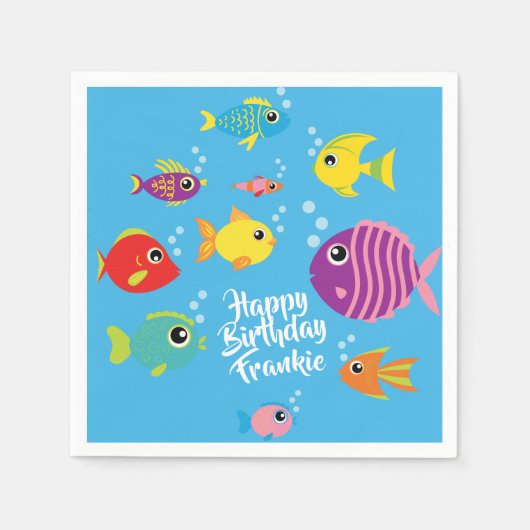 Fish Aquarium 1st Birthday Party Napkins Servet (Voorkant)