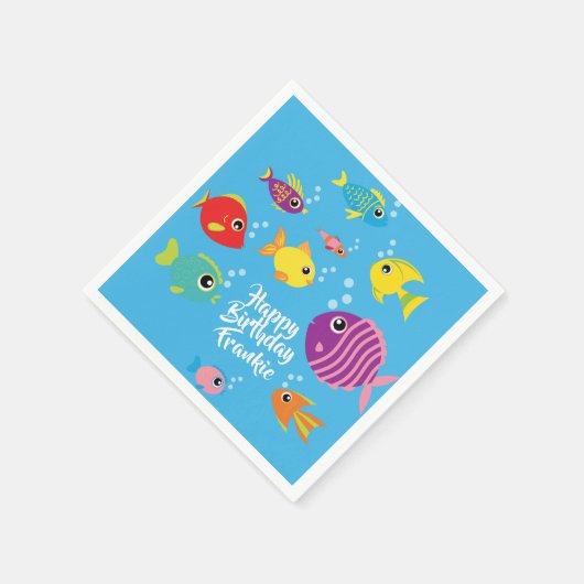 Fish Aquarium 1st Birthday Party Napkins Servet (Hoek)