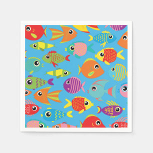 Fish Aquarium 1st Birthday Party Napkins Servet