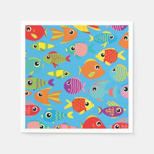 Fish Aquarium 1st Birthday Party Napkins Servet (Voorkant)