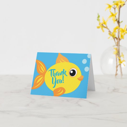 Fish Aquarium Dank u 1e Verjaardag Kaarten (Gele Bloem)
