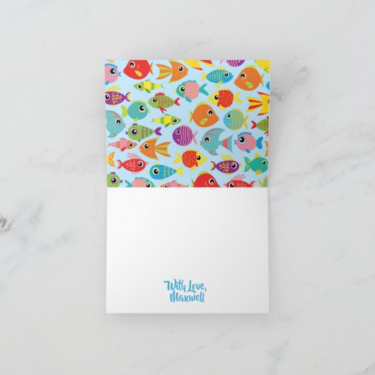 Fish Aquarium Dank u 1e Verjaardag Kaarten (Binnen)