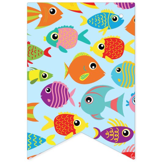 Fish Aquarium Gelukkige Verjaardag Bunting Banner (Eerste vlag)