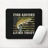 Fish Around And Find Trout American Flag Funny Fis Muismat (Met muis)