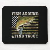 Fish Around And Find Trout American Flag Funny Fis Muismat (Voorkant)