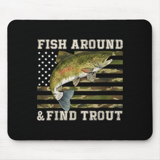 Fish Around And Find Trout American Flag Funny Fis Muismat (Voorkant)