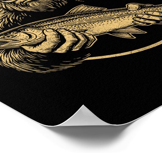 Fish Around And Find Trout Bigfoot Fishing Sasquat Poster (Hoek)