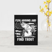 Fish Around And Find Trout Funny Fishing Fishermen Kaart (Gele Bloem)