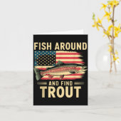 Fish Around And Find Trout Funny Fishing Fishermen Kaart (Gele Bloem)