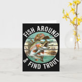 Fish Around Find Trout, Funny Fisherman Fishing Jo Kaart (Gele Bloem)