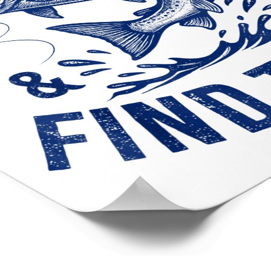 Fish Around Find Trout Funny Fishing Father's Day  Poster (Hoek)