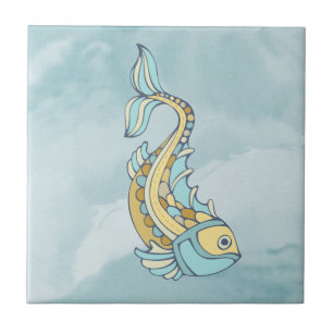 Fish Art Blauw Mozaïek Nautisch Tegeltje