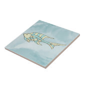 Fish Art Blauw Mozaïek Nautisch Tegeltje (Zijkant)