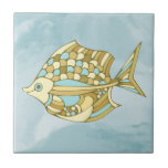Fish Art Blue Nautical Tegeltje<br><div class="desc">Dit ontwerp werd gecreeerd door digitale kunst. Het kan worden gepersonaliseerd door de aanpassingsknoop te klikken en de kleur te veranderen, een naam, initialen of uw favoriete woorden toe te voegen. Neem contact met me op colorflowcreations@gmail.com als je dit ontwerp op een ander product wilt gebruiken. Koop mijn oorspronkelijke abstracte...</div>