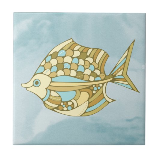 Fish Art Blue Nautical Tegeltje (Voorkant)
