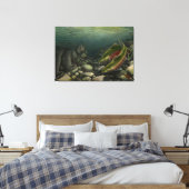 Fish Art Canvas Coho zalm w. Beer Canvas Print (Insitu (Slaapkamer))