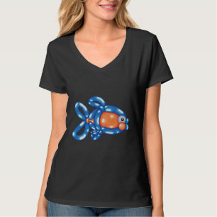 Fish Art Design Sinaasappel en blauwe ballon draai T-shirt