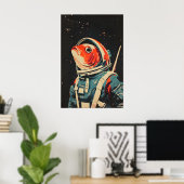 Fish Astronaut Poster, Fish Retro Print, Fish Poster (Thuiskantoor)