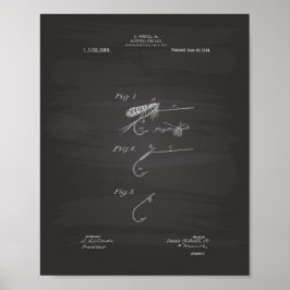 Fish Bait 1914 Patent Art Chalkboard Poster