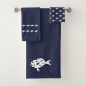 Fish Bath Ocean Blauw & wit Bad Handdoek (Insitu)