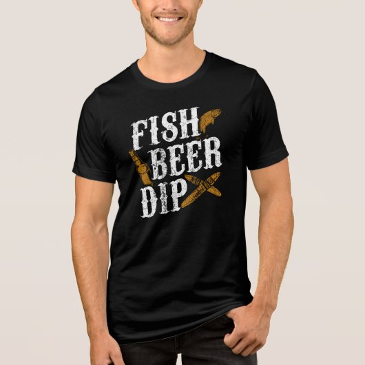 Fish Beer Dip Funny Outdoor Party Gag Tri-Blend Shirt (Voorkant)