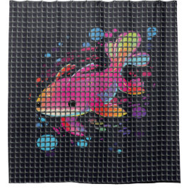 Fish Behind Net Illustration Douchegordijn