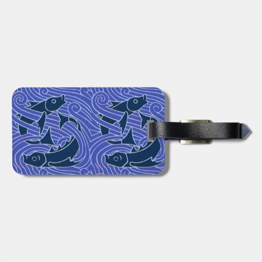 Fish Bold Swimming Ocean Blue Fishing Bagagelabel (Achterkant horizontaal)