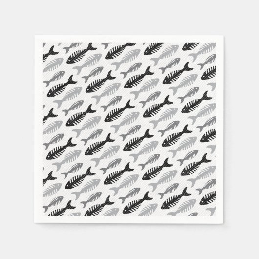 Fish Bone Soup Retro Patroon Servetten (Voorkant)