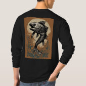 Fish bone tattoo beide zijden mannen vrouwen lange t-shirt (Achterkant)