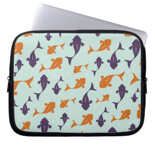Fish Bowl   Aqua Oranje patroonontwerp Laptop Sleeve