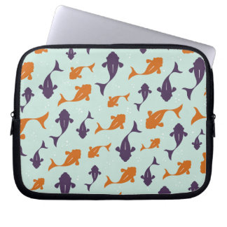 Fish Bowl | Aqua Oranje patroonontwerp Laptop Sleeve