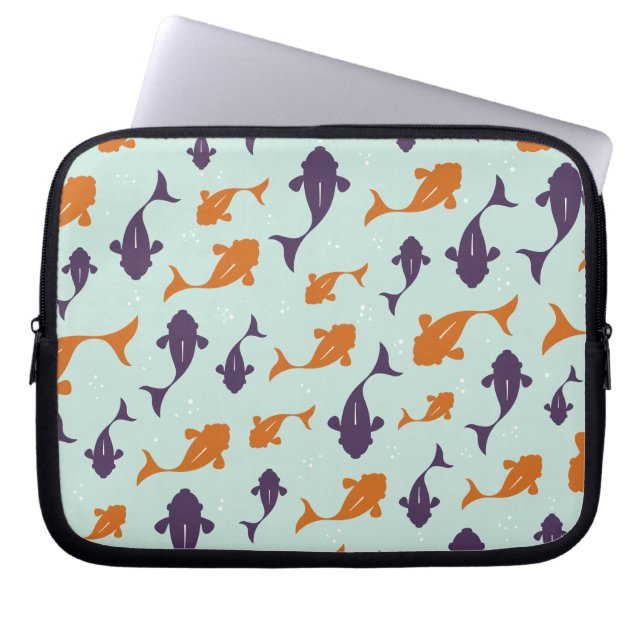 Fish Bowl | Aqua Oranje patroonontwerp Laptop Sleeve (Voorkant)