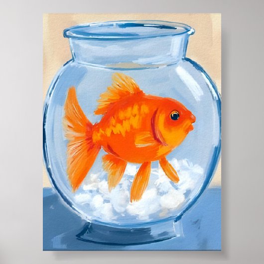 Fish Bowl | Goldfish Watercolor Painted Poster (Voorkant)