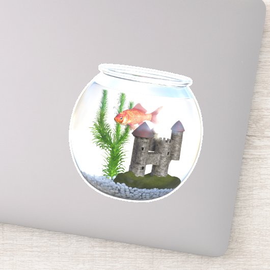 Fish bowl gouden vis aquarium schattig sticker (Detail)