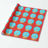 Fish bowl sneeuw wereldbol schattig rood blauw cadeaupapier (Uitgerold)