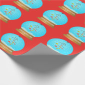 Fish bowl sneeuw wereldbol schattig rood blauw cadeaupapier (Hoek)