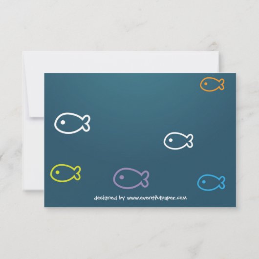 Fish & Bubbles - 3x5 B-day Pool Party uitnodiging (Achterkant)