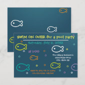 Fish & Bubbles - 3x5 uitnodiging voor zwembadfeest (Voorkant / Achterkant)