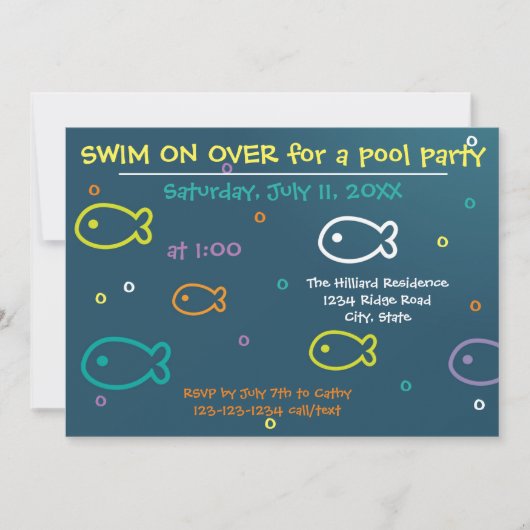 Fish & Bubbles - Zwembadfeest Uitnodiging (Voorkant)