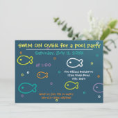 Fish & Bubbles - Zwembadfeest Uitnodiging (Staand voorkant)