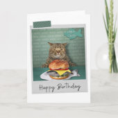 Fish Burger Cat Funny Birthday Card Kaart (Voorkant)