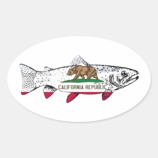 Fish California Trout Ovale Sticker (Voorkant)