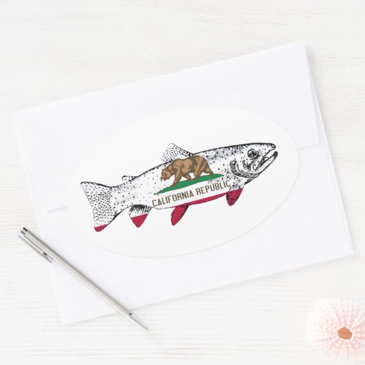 Fish California Trout Ovale Sticker (Envelop)