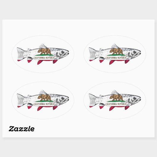 Fish California Trout Ovale Sticker (Vel)