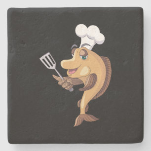 Fish Chef Vist Koken Lover Kostuum Gift Stenen Onderzetter