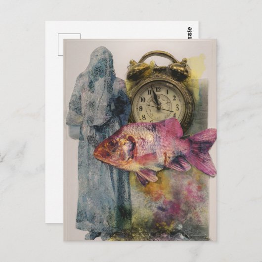 Fish Clock Person Collage Briefkaart (Voorkant / Achterkant)