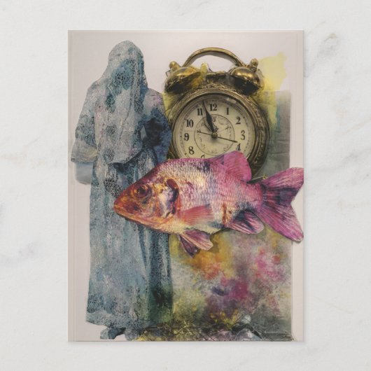 Fish Clock Person Collage Briefkaart (Voorkant)