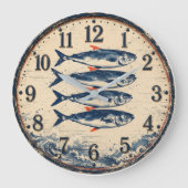 Fish Coastal Nautical Fisherman Beach House Grote Klok (Voorkant)