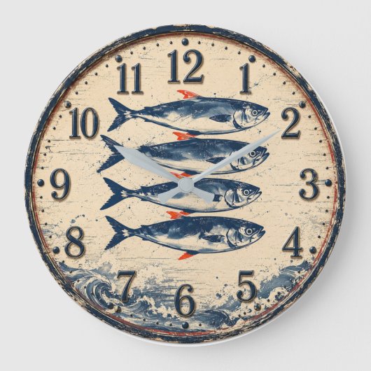 Fish Coastal Nautical Fisherman Beach House Grote Klok (Voorkant)