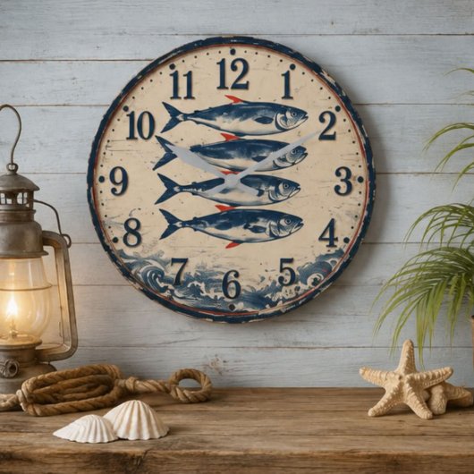 Fish Coastal Nautical Fisherman Beach House Grote Klok